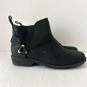 Teva De la Vina Dos Moto Boot Biker Harness Ankle Bootie Leather Black Size 6.5